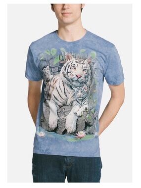 🐯💙 NWOT 3XL The Mountain, White Tigers of Bengal, Short Sleeved T-shirt